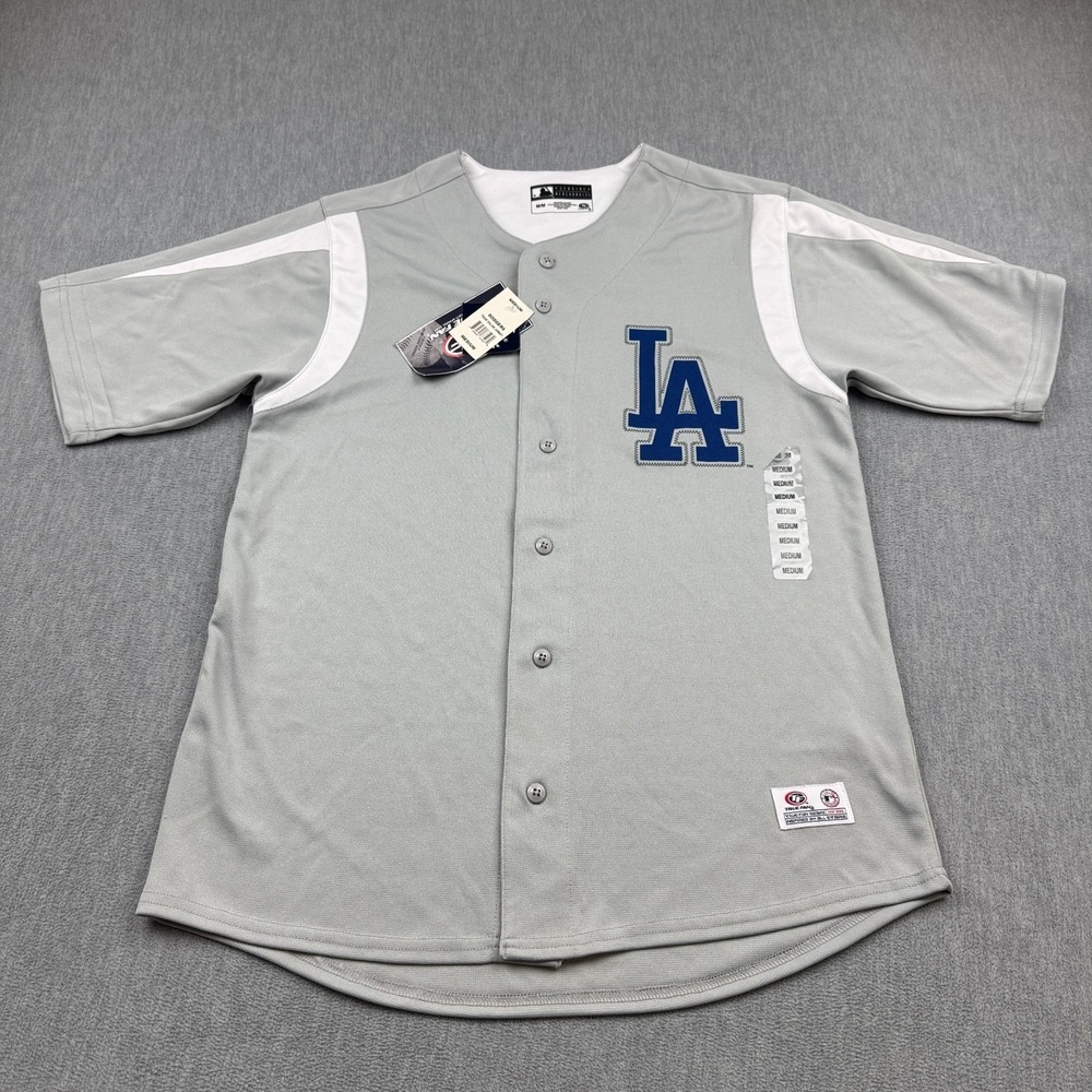 Los Angeles Dodgers Jersey Shirt Mens Medium Gray MLB Baseball True Fan NWT‎